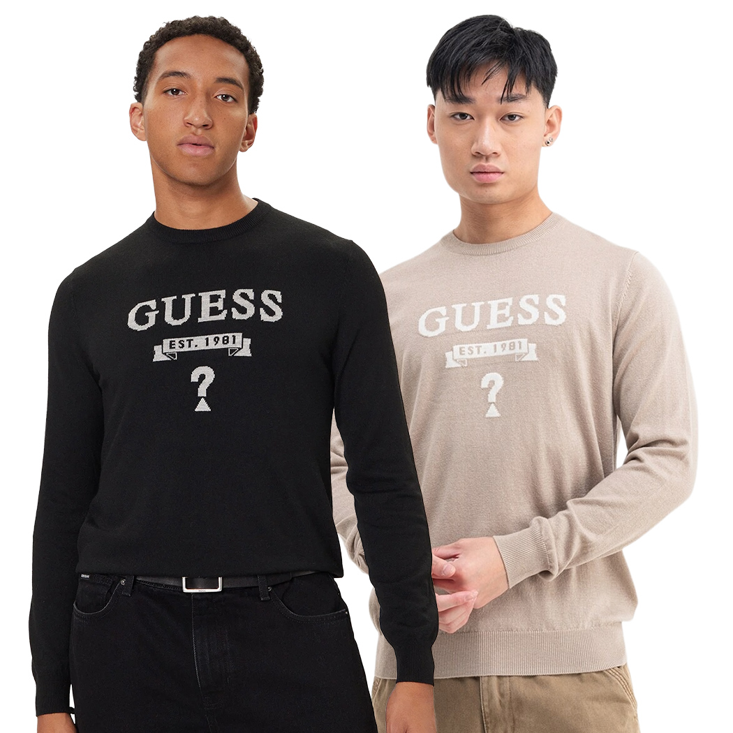 GUESS MAGLIA MAGLIONE PULLOVER UOMO GIROCOLLO MISTO SETA INVERNALE M5YR00Z0122