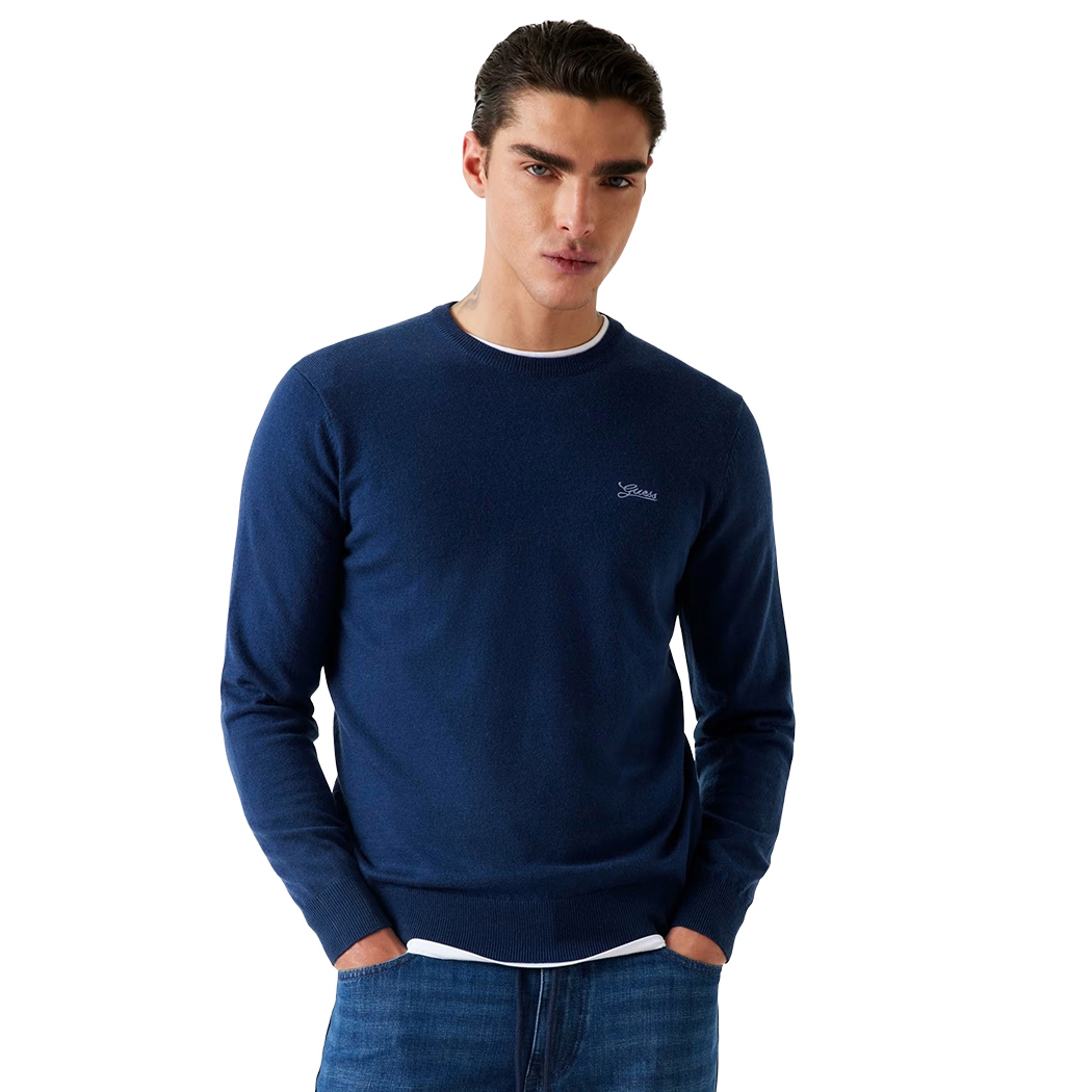 GUESS MAGLIA MAGLIONE PULLOVER UOMO GIROCOLLO MISTO SETA INVERNALE M5YR26Z0122