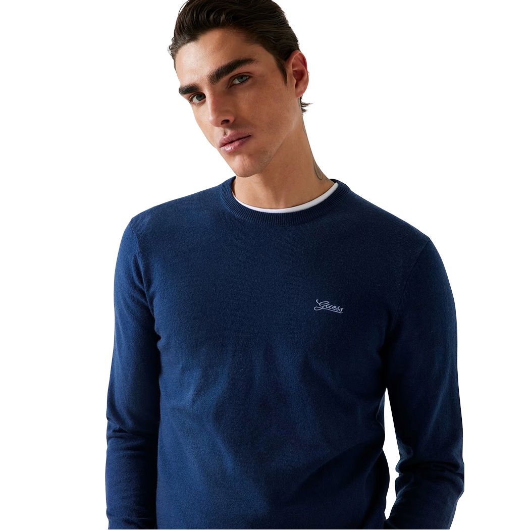 GUESS MAGLIA MAGLIONE PULLOVER UOMO GIROCOLLO MISTO SETA INVERNALE M5YR26Z0122