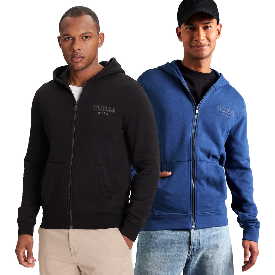 GUESS FELPA UOMO INVERNALE FULL ZIP CAPPUCCIO MAGLIA SPORT APERTA M5YQ48KCN01