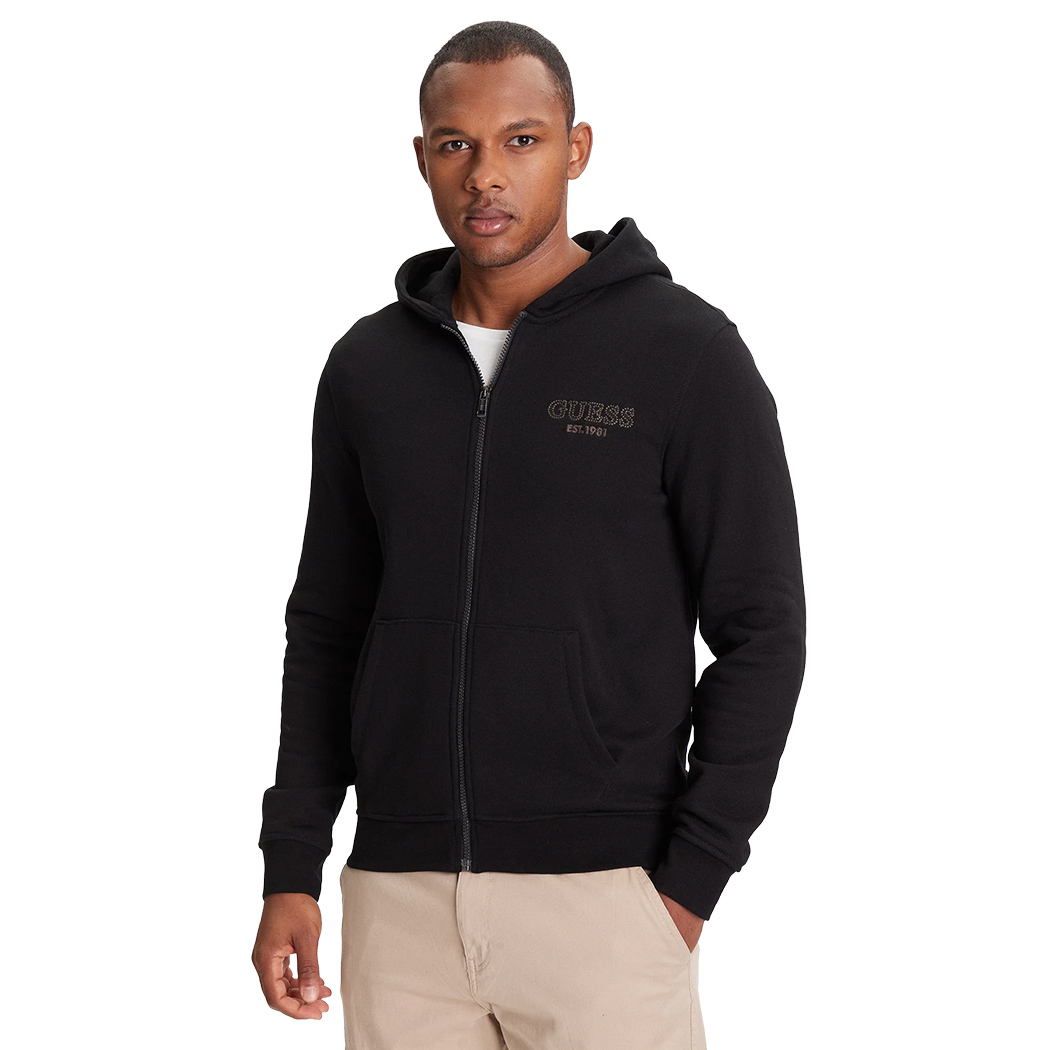 GUESS FELPA UOMO INVERNALE FULL ZIP CAPPUCCIO MAGLIA SPORT APERTA M5YQ48KCN01