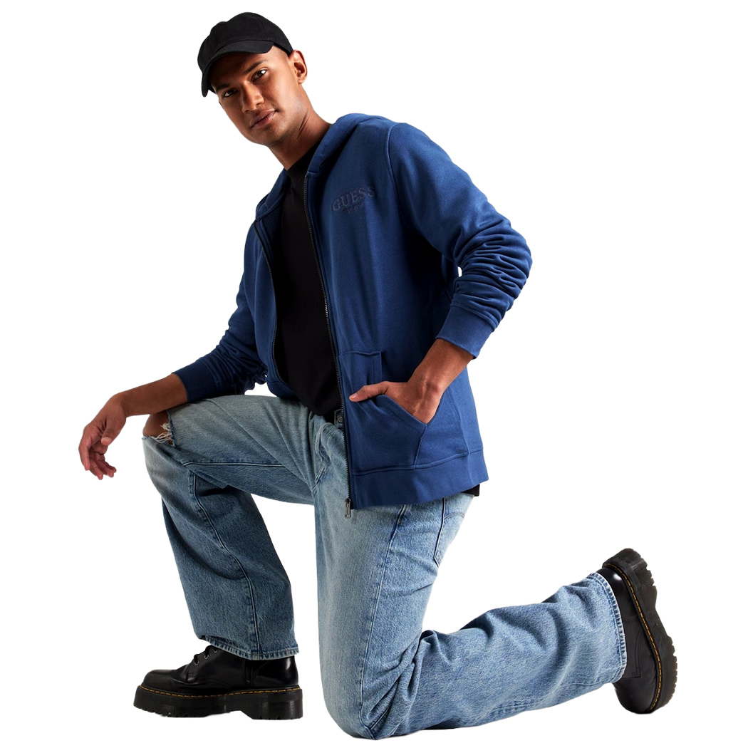 GUESS FELPA UOMO INVERNALE FULL ZIP CAPPUCCIO MAGLIA SPORT APERTA M5YQ48KCN01