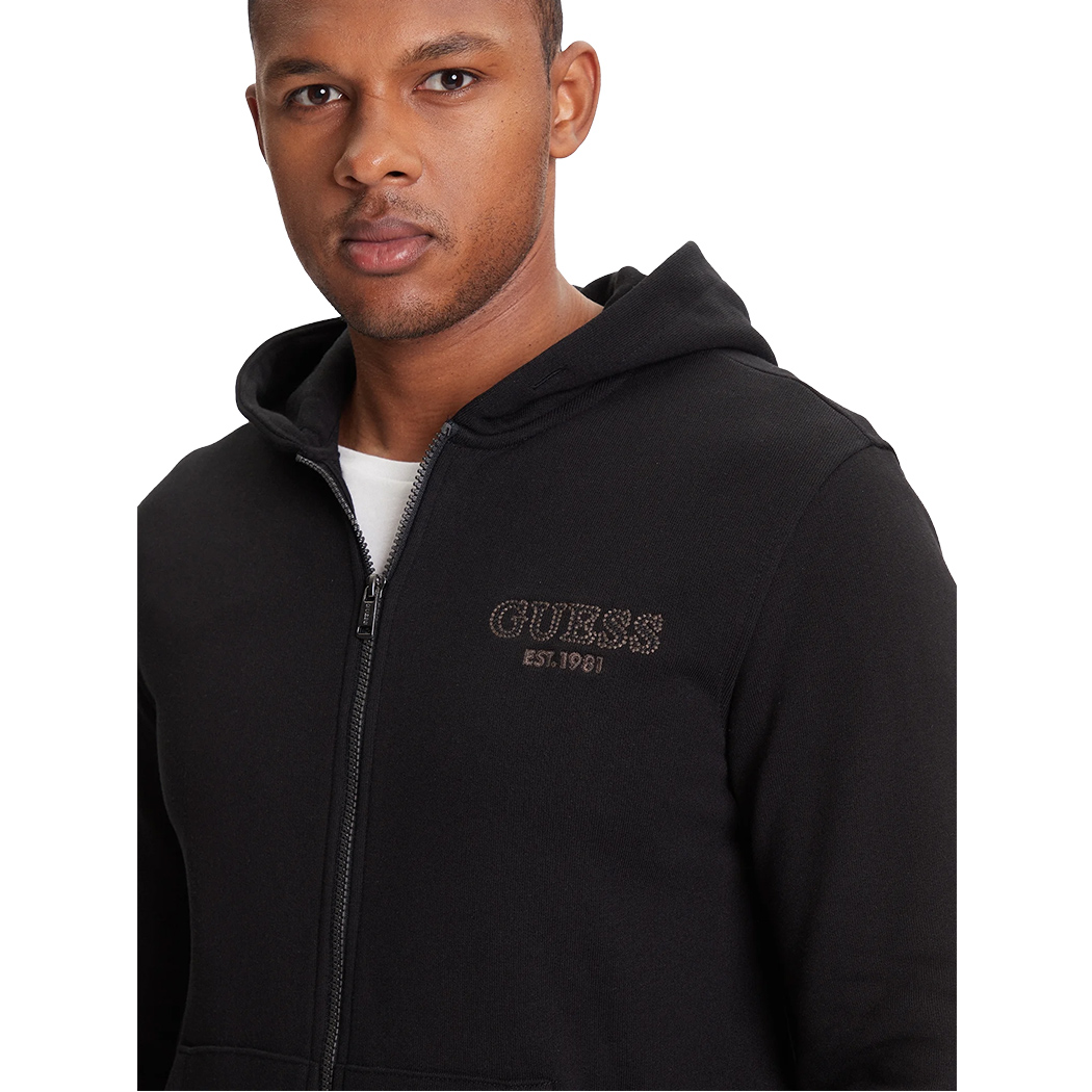 GUESS FELPA UOMO INVERNALE FULL ZIP CAPPUCCIO MAGLIA SPORT APERTA M5YQ48KCN01