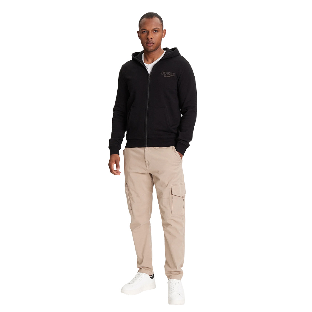 GUESS FELPA UOMO INVERNALE FULL ZIP CAPPUCCIO MAGLIA SPORT APERTA M5YQ48KCN01