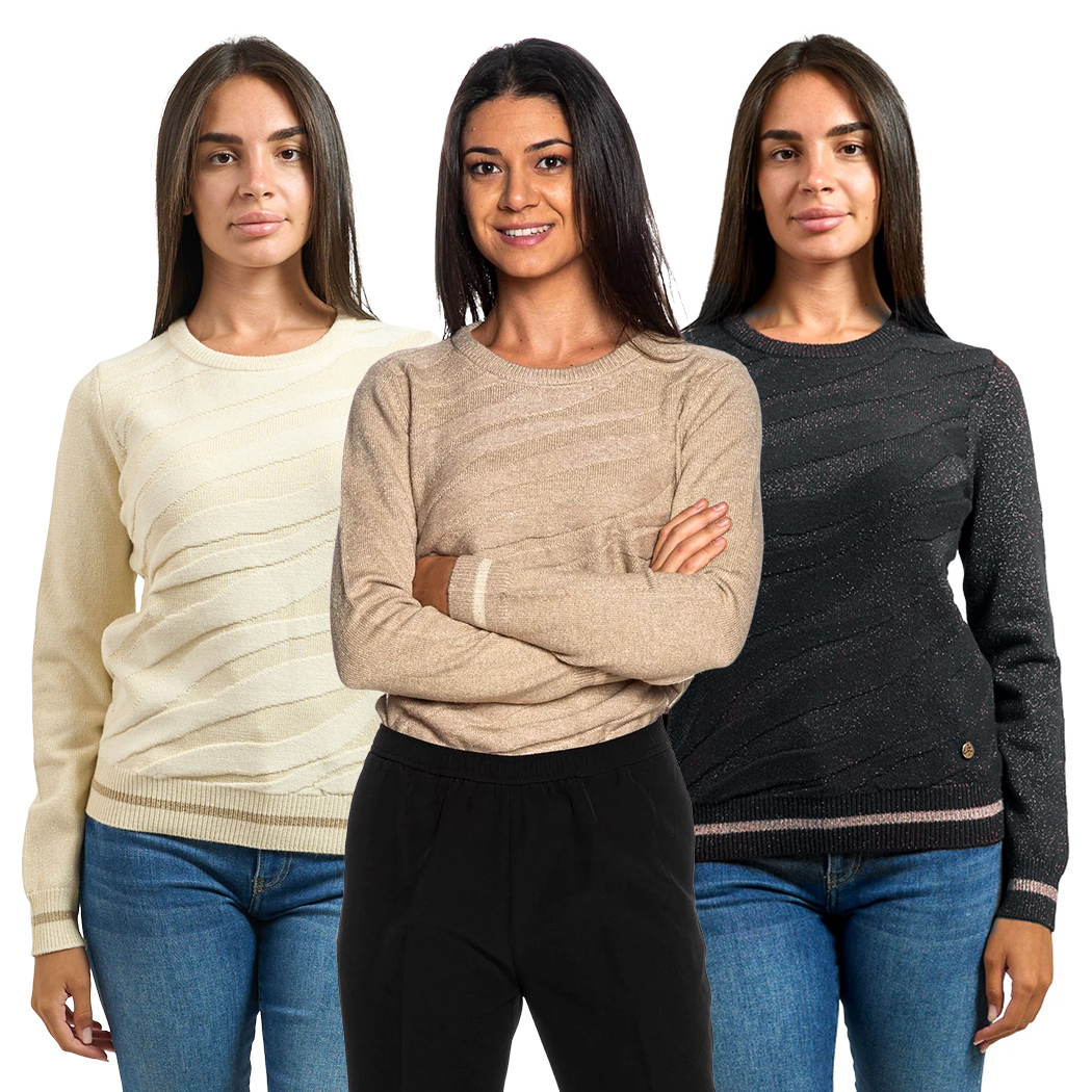 YES ZEE MAGLIA DONNA INVERNO MAGLIONE LUREX PULLOVER GIROCOLLO M011/BI00