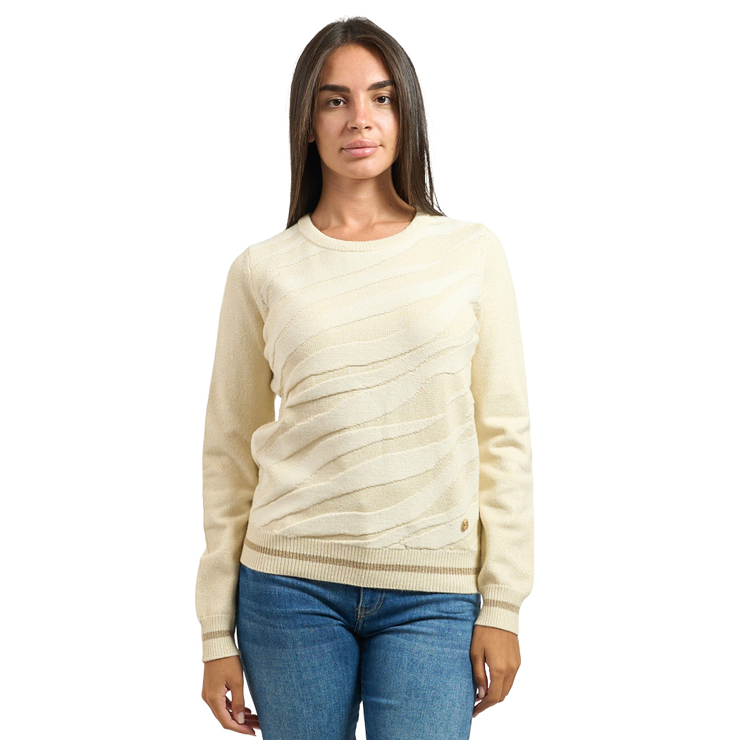 YES ZEE MAGLIA DONNA INVERNO MAGLIONE LUREX PULLOVER GIROCOLLO M011/BI00