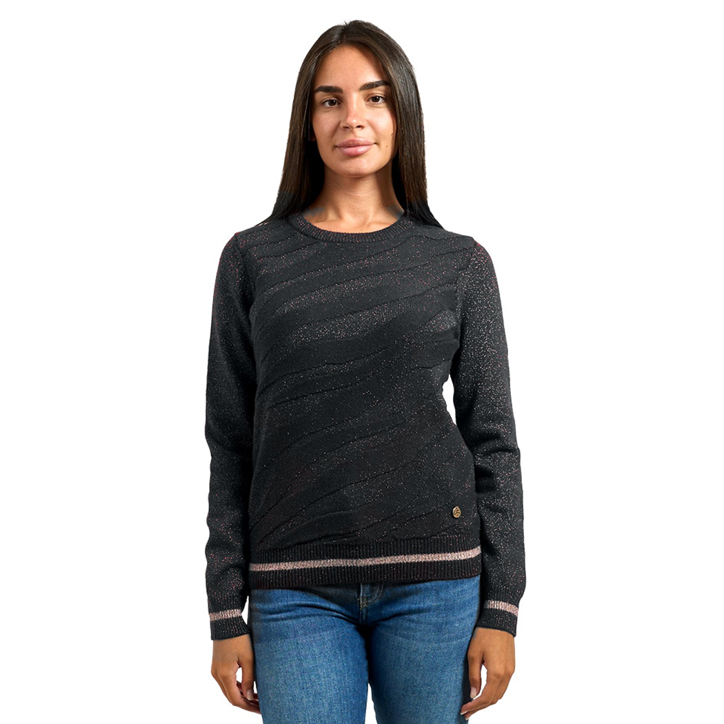YES ZEE MAGLIA DONNA INVERNO MAGLIONE LUREX PULLOVER GIROCOLLO M011/BI00