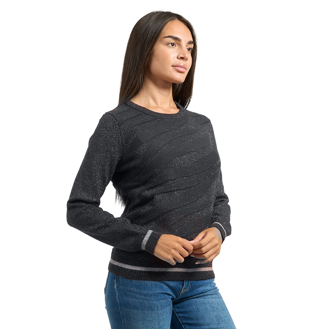 YES ZEE MAGLIA DONNA INVERNO MAGLIONE LUREX PULLOVER GIROCOLLO M011/BI00