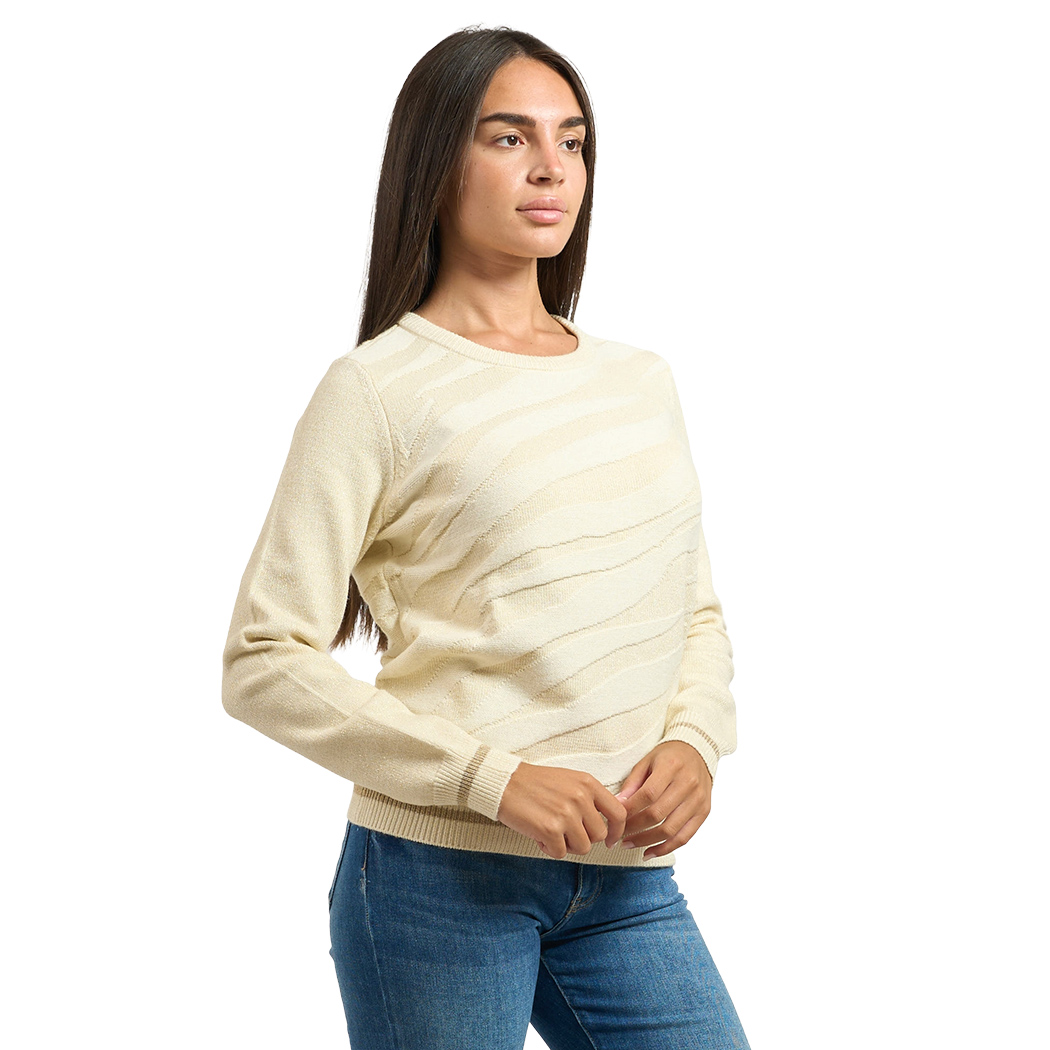 YES ZEE MAGLIA DONNA INVERNO MAGLIONE LUREX PULLOVER GIROCOLLO M011/BI00