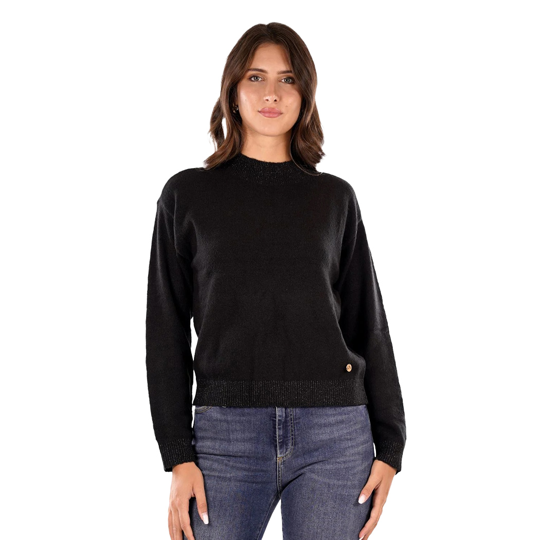 YES ZEE MAGLIA DONNA INVERNO MAGLIONE LUREX PULLOVER LUPETTO CROPPED M003/BT00