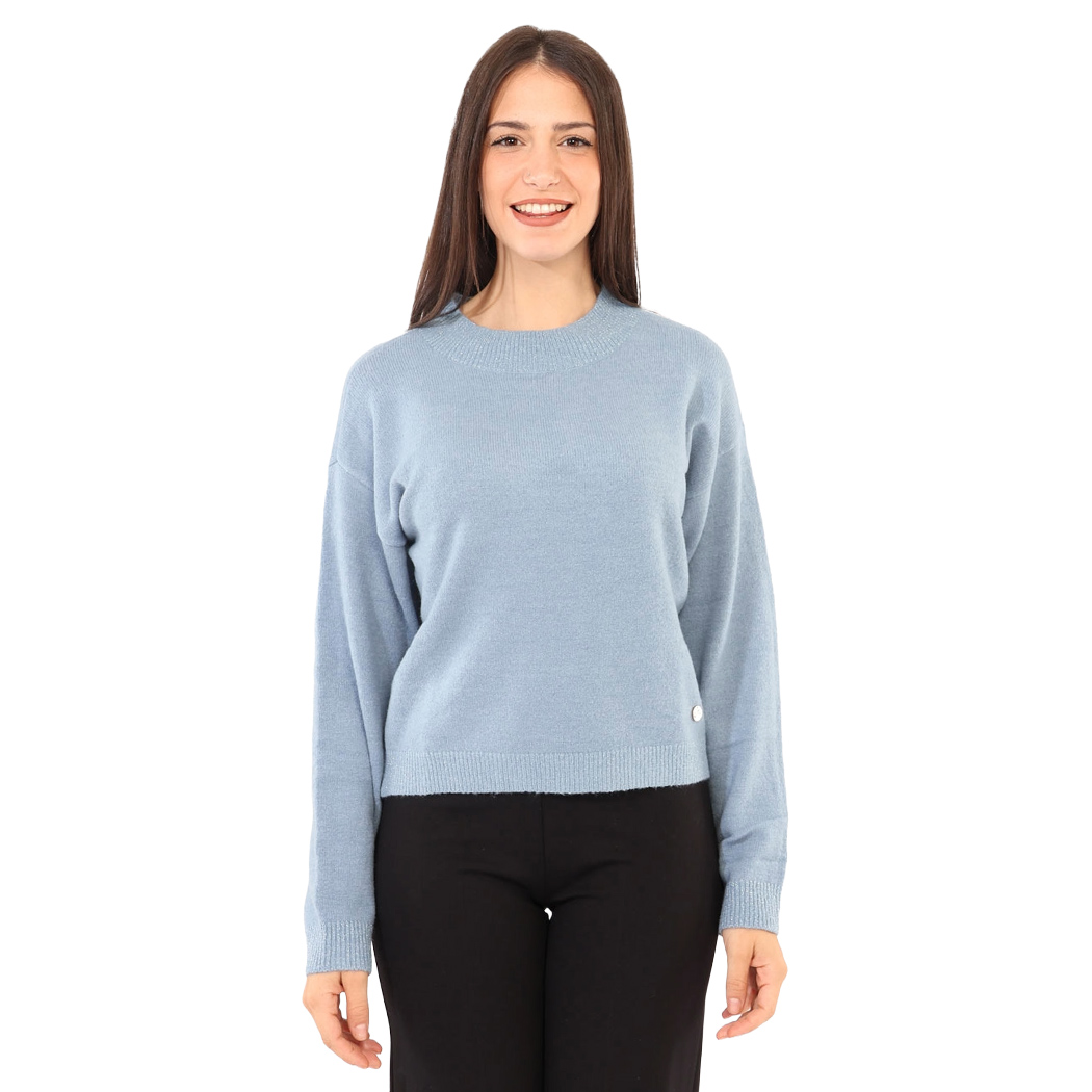 YES ZEE MAGLIA DONNA INVERNO MAGLIONE LUREX PULLOVER LUPETTO CROPPED M003/BT00