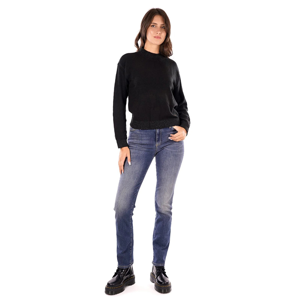 YES ZEE MAGLIA DONNA INVERNO MAGLIONE LUREX PULLOVER LUPETTO CROPPED M003/BT00