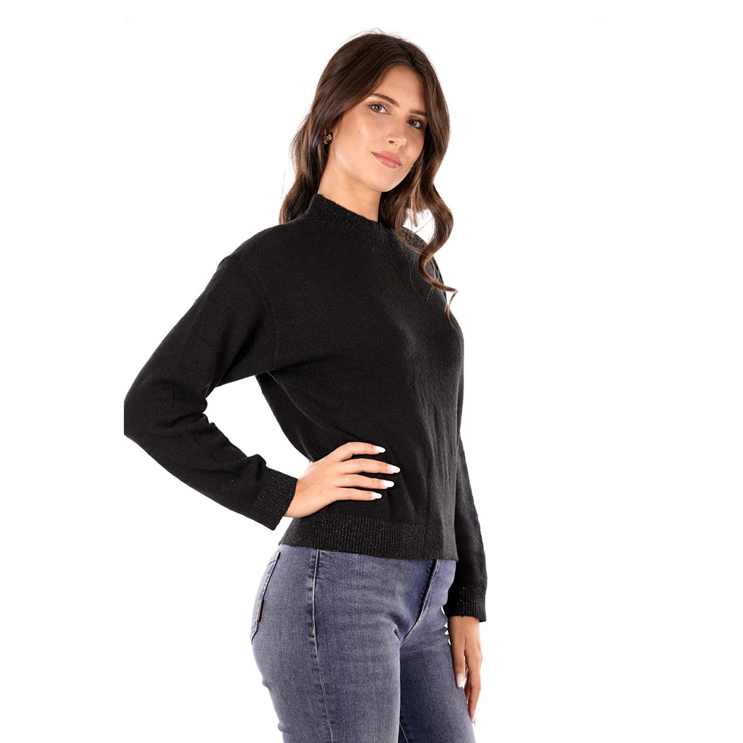 YES ZEE MAGLIA DONNA INVERNO MAGLIONE LUREX PULLOVER LUPETTO CROPPED M003/BT00