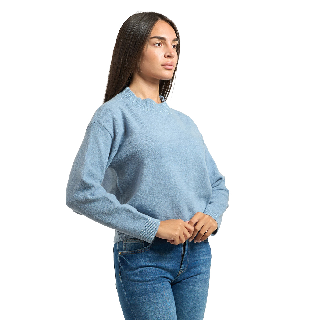 YES ZEE MAGLIA DONNA INVERNO MAGLIONE LUREX PULLOVER LUPETTO CROPPED M003/BT00