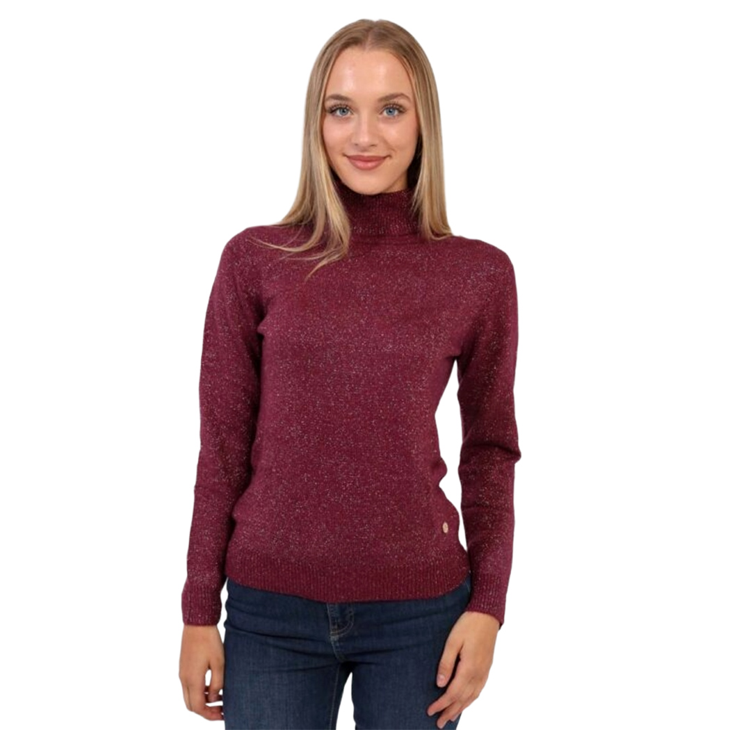 YES ZEE MAGLIA DONNA INVERNO MAGLIONE LUREX PULLOVER DOLCEVITA M048/BT00