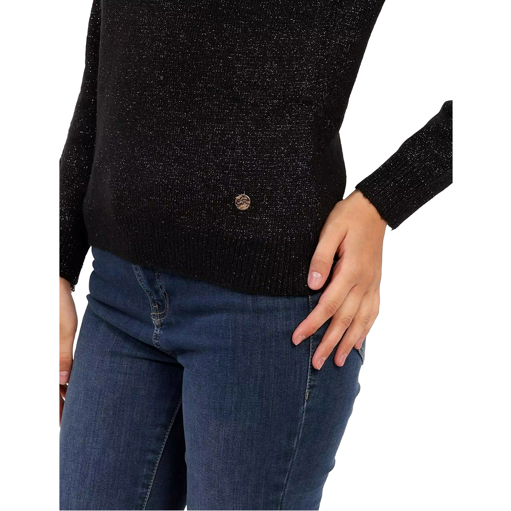 YES ZEE MAGLIA DONNA INVERNO MAGLIONE LUREX PULLOVER DOLCEVITA M048/BT00