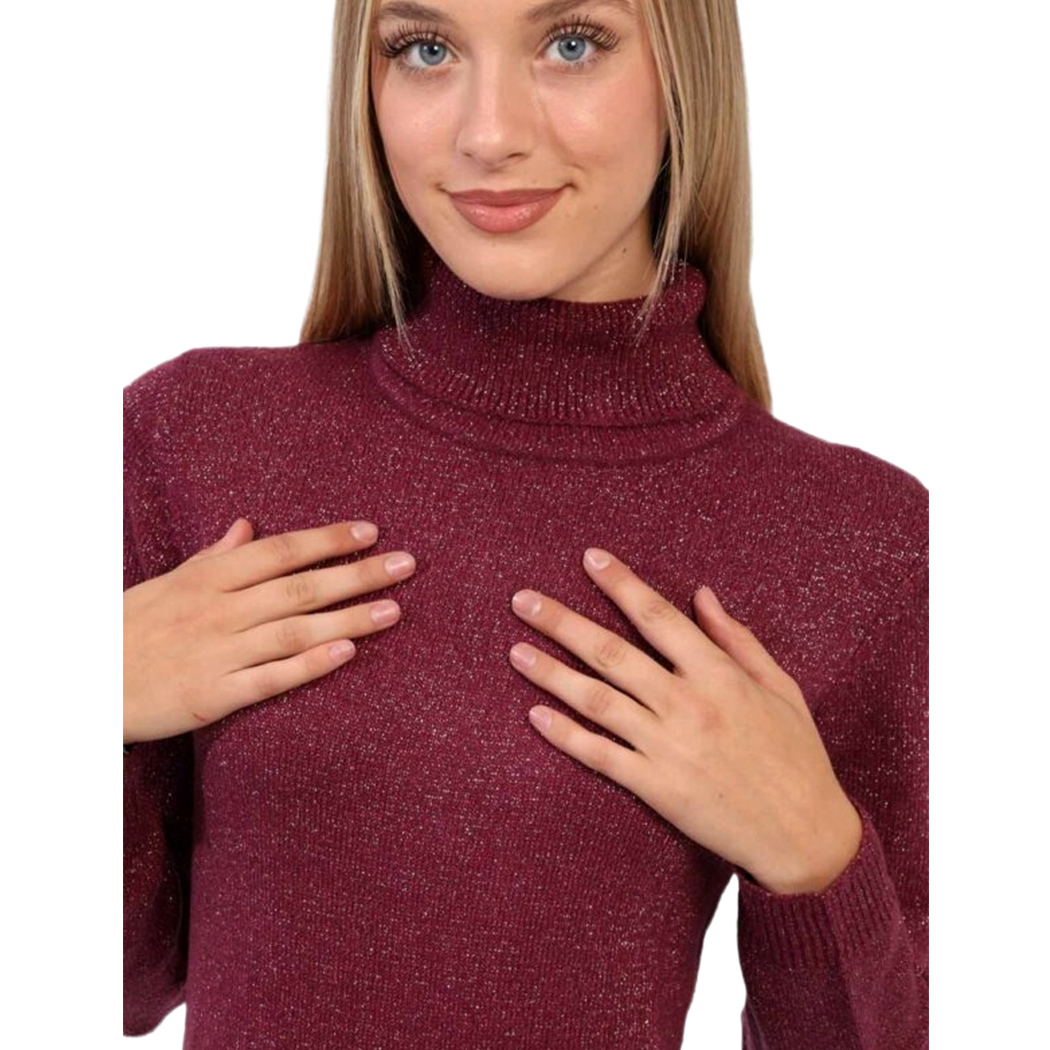 YES ZEE MAGLIA DONNA INVERNO MAGLIONE LUREX PULLOVER DOLCEVITA M048/BT00