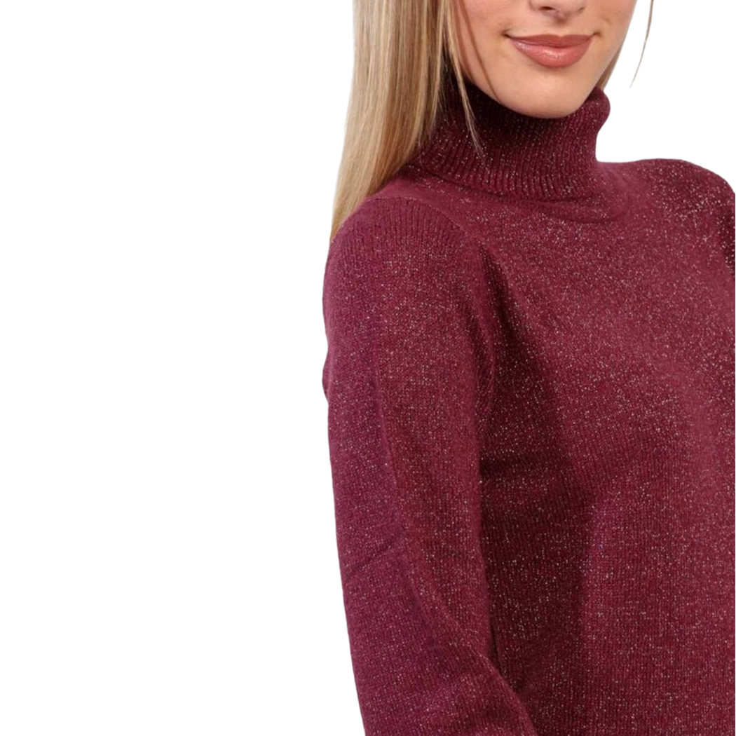 YES ZEE MAGLIA DONNA INVERNO MAGLIONE LUREX PULLOVER DOLCEVITA M048/BT00