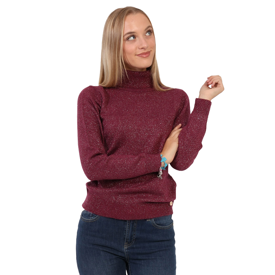 YES ZEE MAGLIA DONNA INVERNO MAGLIONE LUREX PULLOVER DOLCEVITA M048/BT00