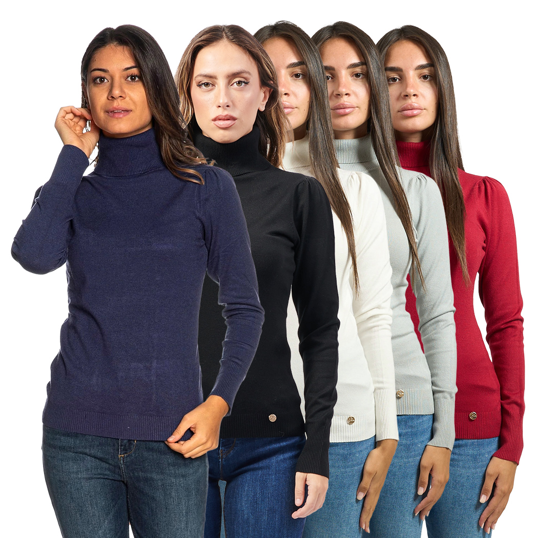 YES ZEE MAGLIA DONNA INVERNO SOTTOGIACCA DOLCEVITA PULL MANICHE SBUFFO M038/RU00