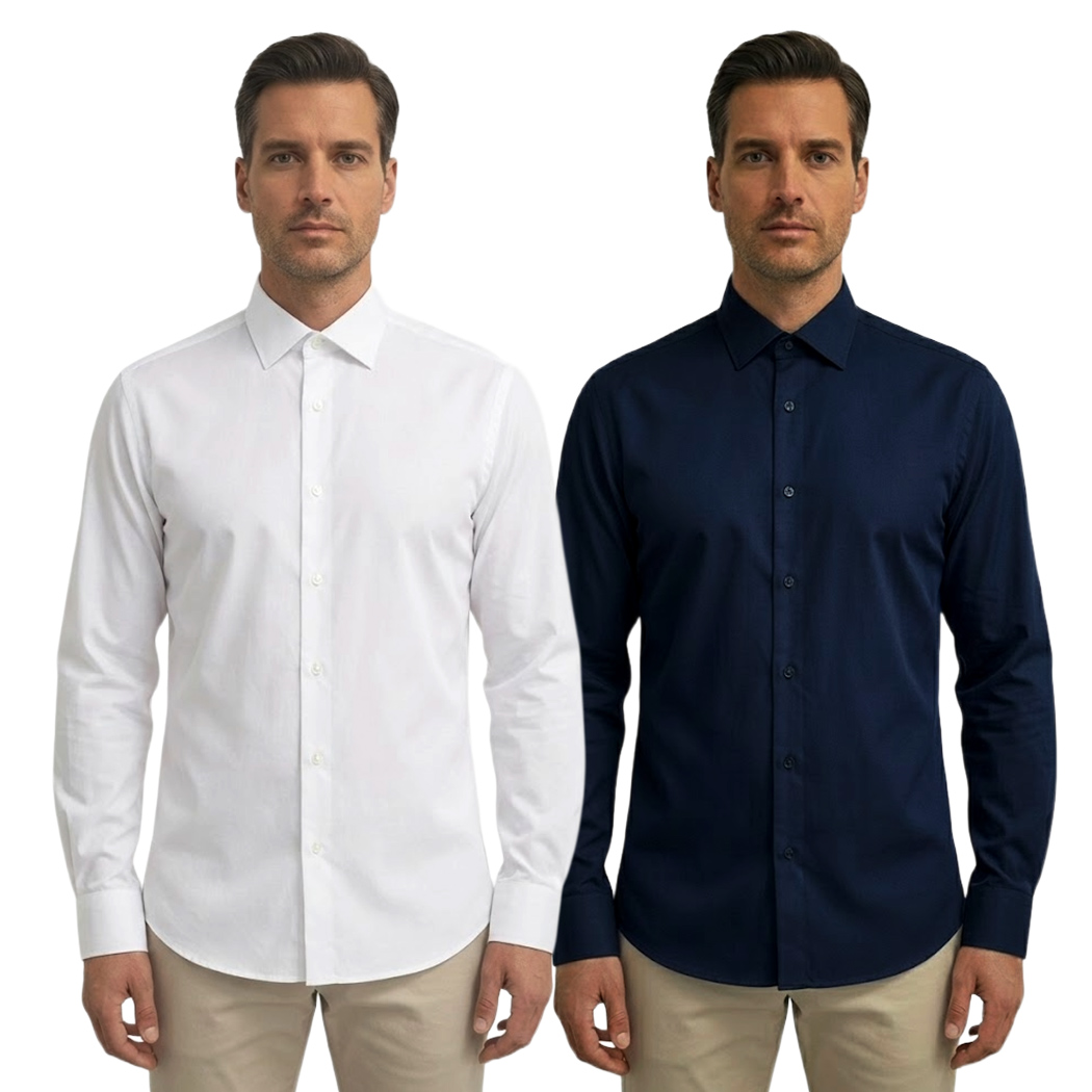 BUGER CAMICIA UOMO COTONE SLIM MODERATO SHIRT ELASTICIZZATA COLLO ITALIANO 50065