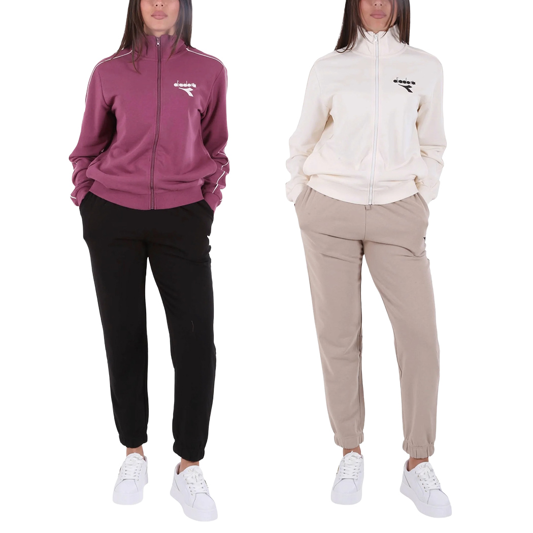 DIADORA L.TRACKSUIT FZ TUTA DONNA FELPA FRENCH TERRY SPORT COMPLETO 102.182267