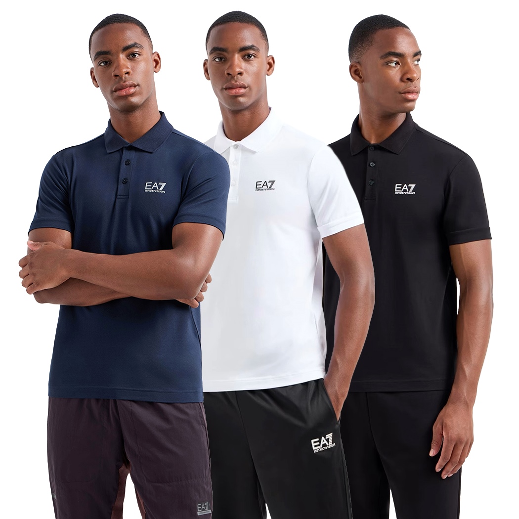 EA7 EMPORIO ARMANI POLO T-SHIRT UOMO COTONE JERSEY STRETCH MAGLIETTA 8NPF14