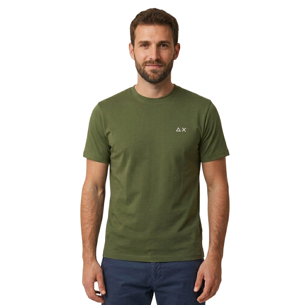 SUN68 T-SHIRT UOMO JERSEY COTONE GIROCOLLO LOGO RICAMATO MAGLIA SPORT T36104