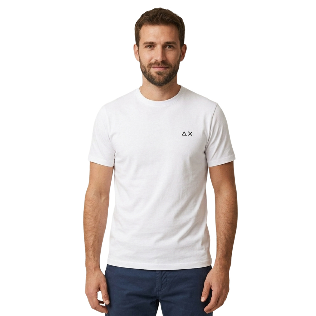 SUN68 T-SHIRT UOMO JERSEY COTONE GIROCOLLO LOGO RICAMATO MAGLIA SPORT T36104