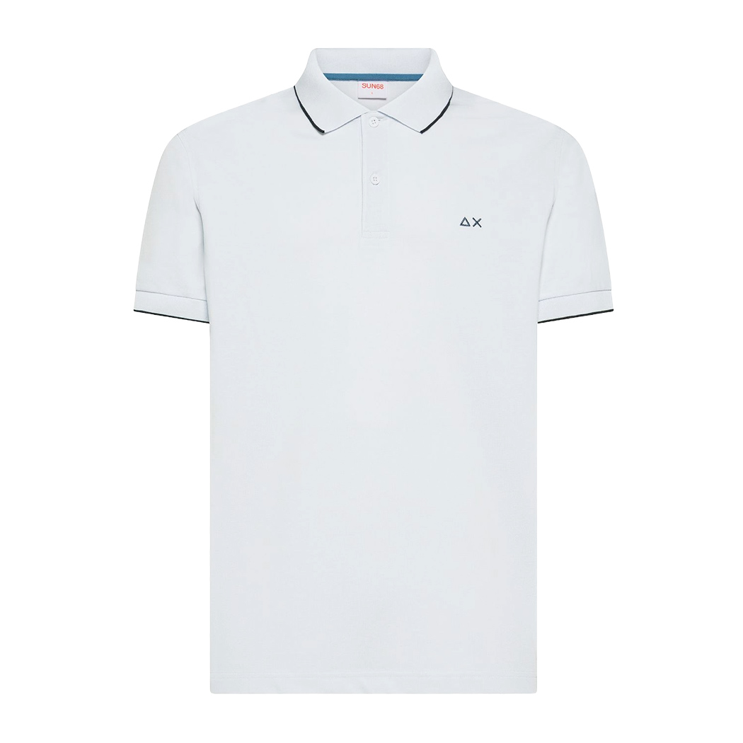 SUN68 POLO T-SHIRT UOMO PIQUET COTONE LOGO RICAMATO DETTAGLI A CONTRASTO A36111