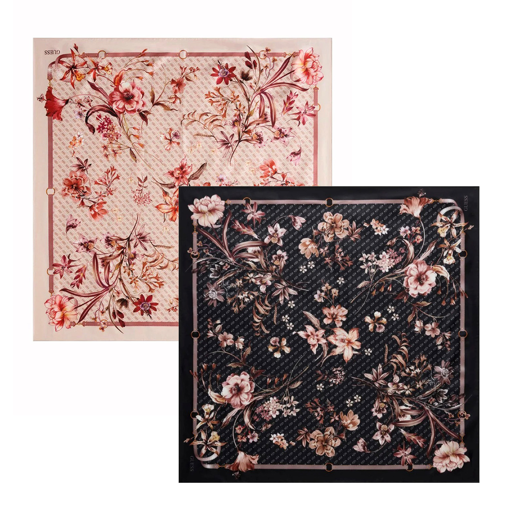 GUESS FOULARD STAMPA FLOREALE DONNA LOGO SCIARPA PASHMINA SCIALLE AW5479SIL90