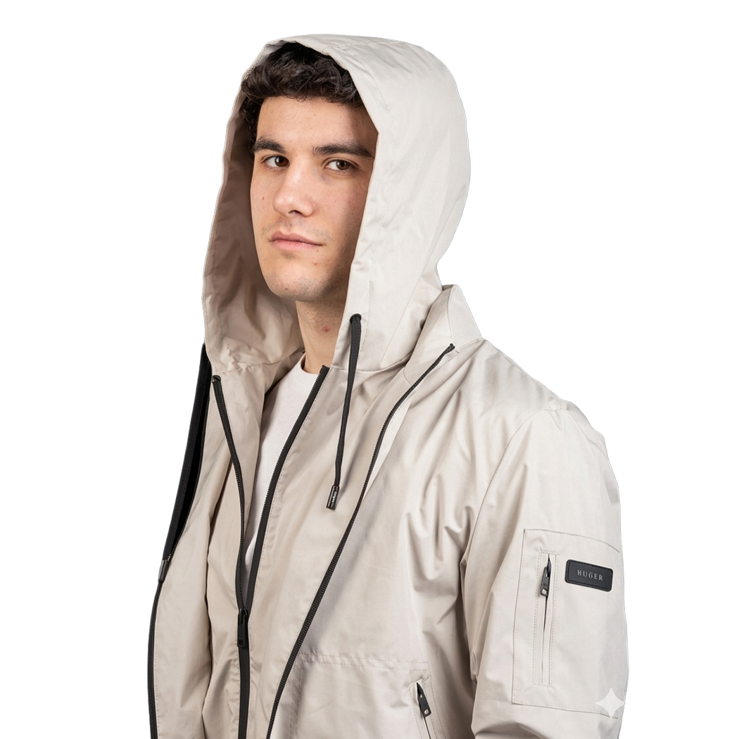 BUGER GIACCA GIUBBINO UOMO PRIMAVERILE CON CAPPUCCIO AMOVIBILE LEGGERO 52246