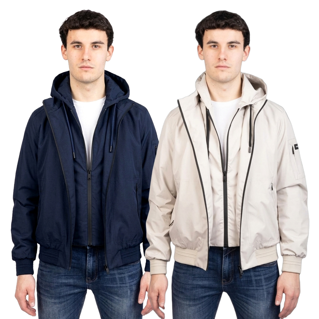 BUGER GIACCA GIUBBINO UOMO PRIMAVERILE CON CAPPUCCIO AMOVIBILE LEGGERO 52246