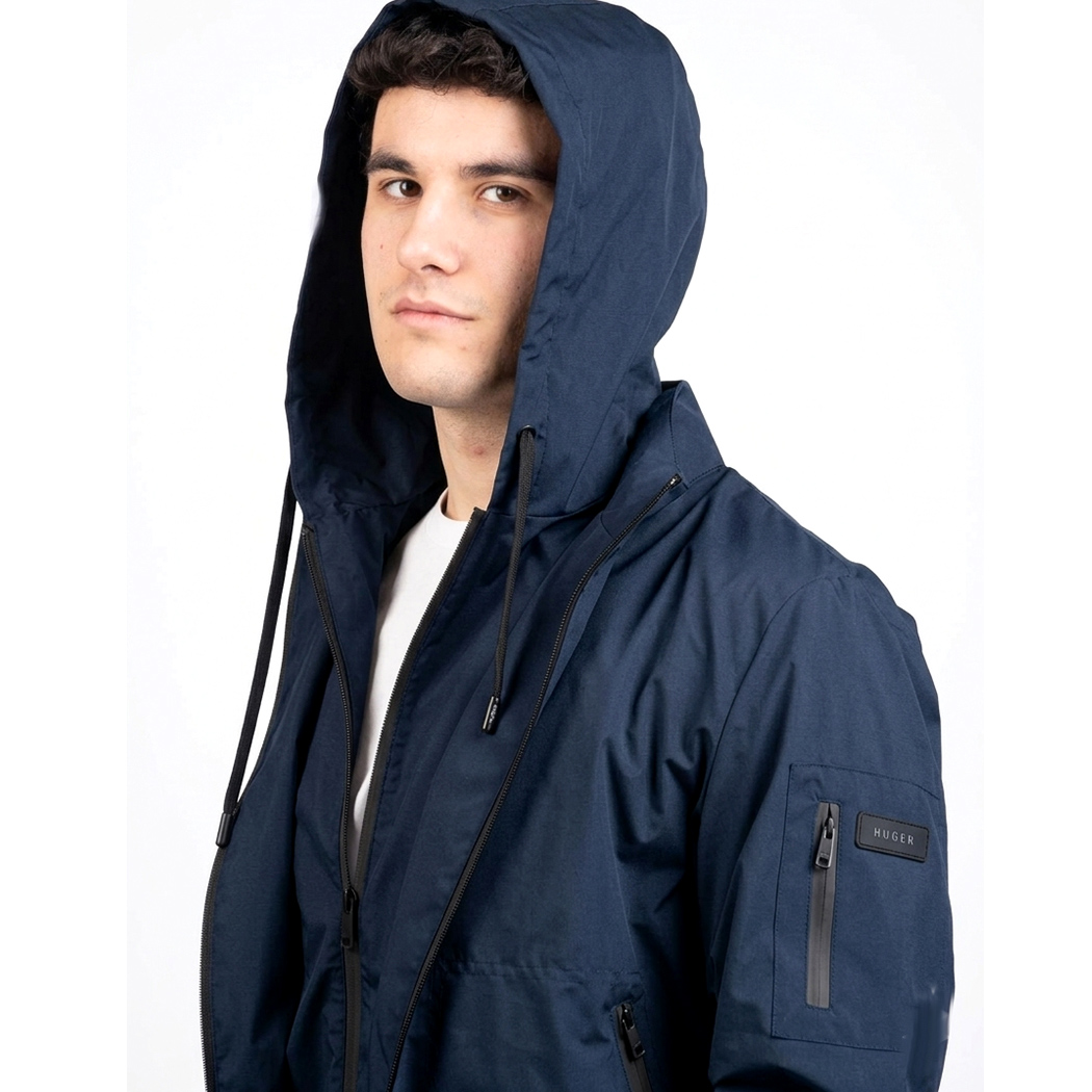 BUGER GIACCA GIUBBINO UOMO PRIMAVERILE CON CAPPUCCIO AMOVIBILE LEGGERO 52246