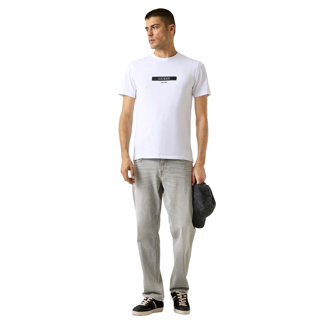 GUESS T-SHIRT UOMO MAGLIA COTONE JERSEY LOGO TRIANGOLO ANCORA M6RI17J1314