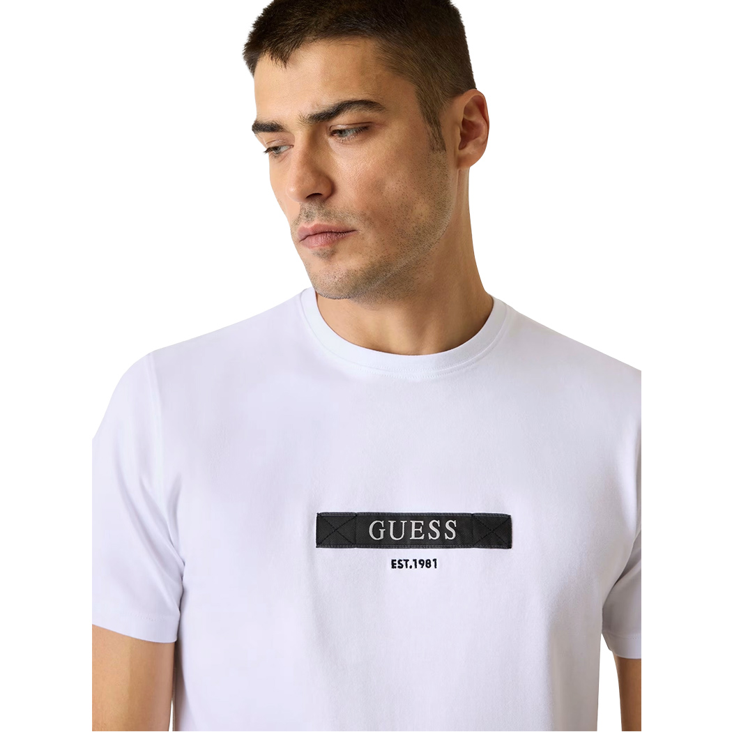 GUESS T-SHIRT UOMO MAGLIA COTONE JERSEY LOGO TRIANGOLO ANCORA M6RI17J1314