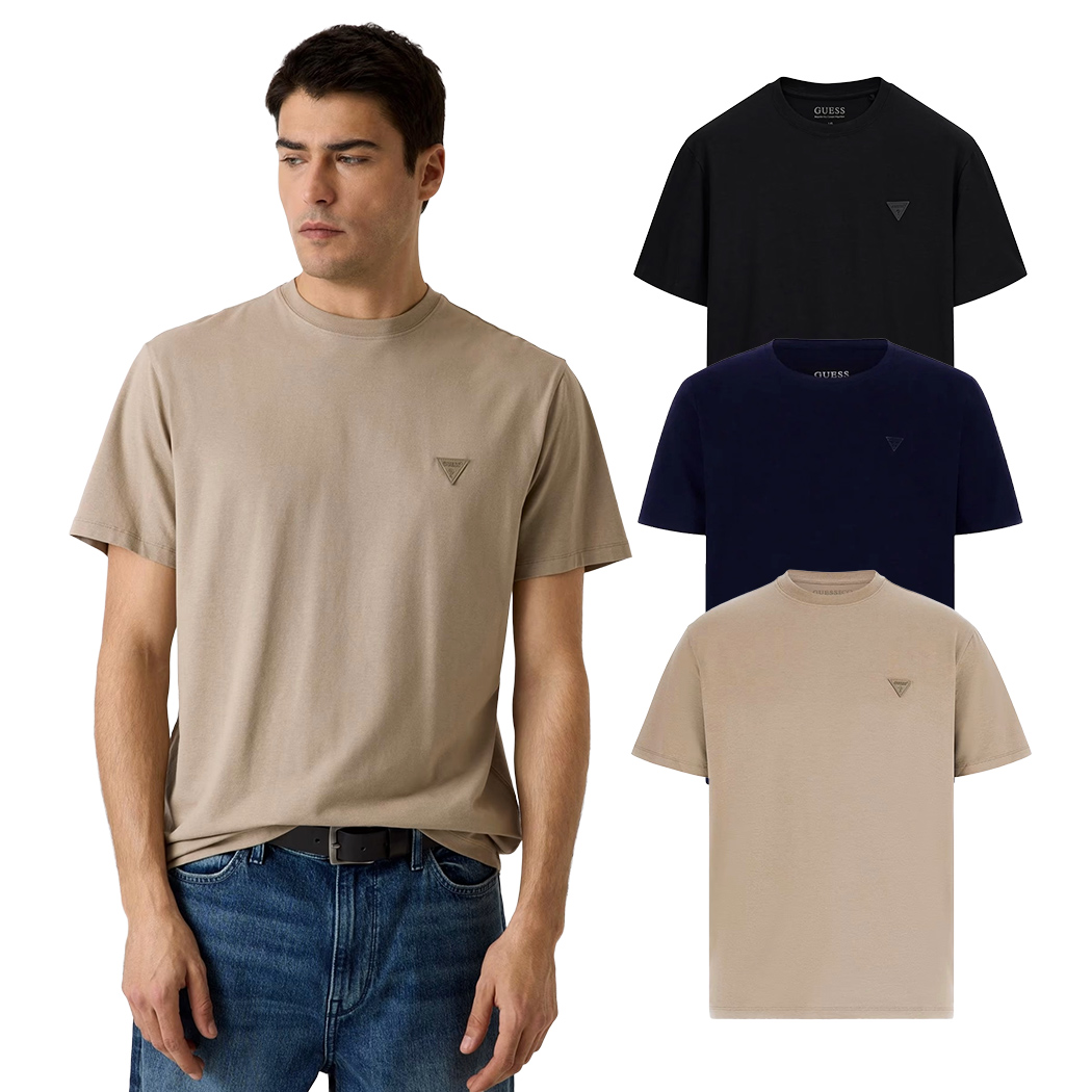 GUESS T-SHIRT UOMO MAGLIA COTONE JERSEY LOGO TRIANGOLO SPORT M6GI21K3053