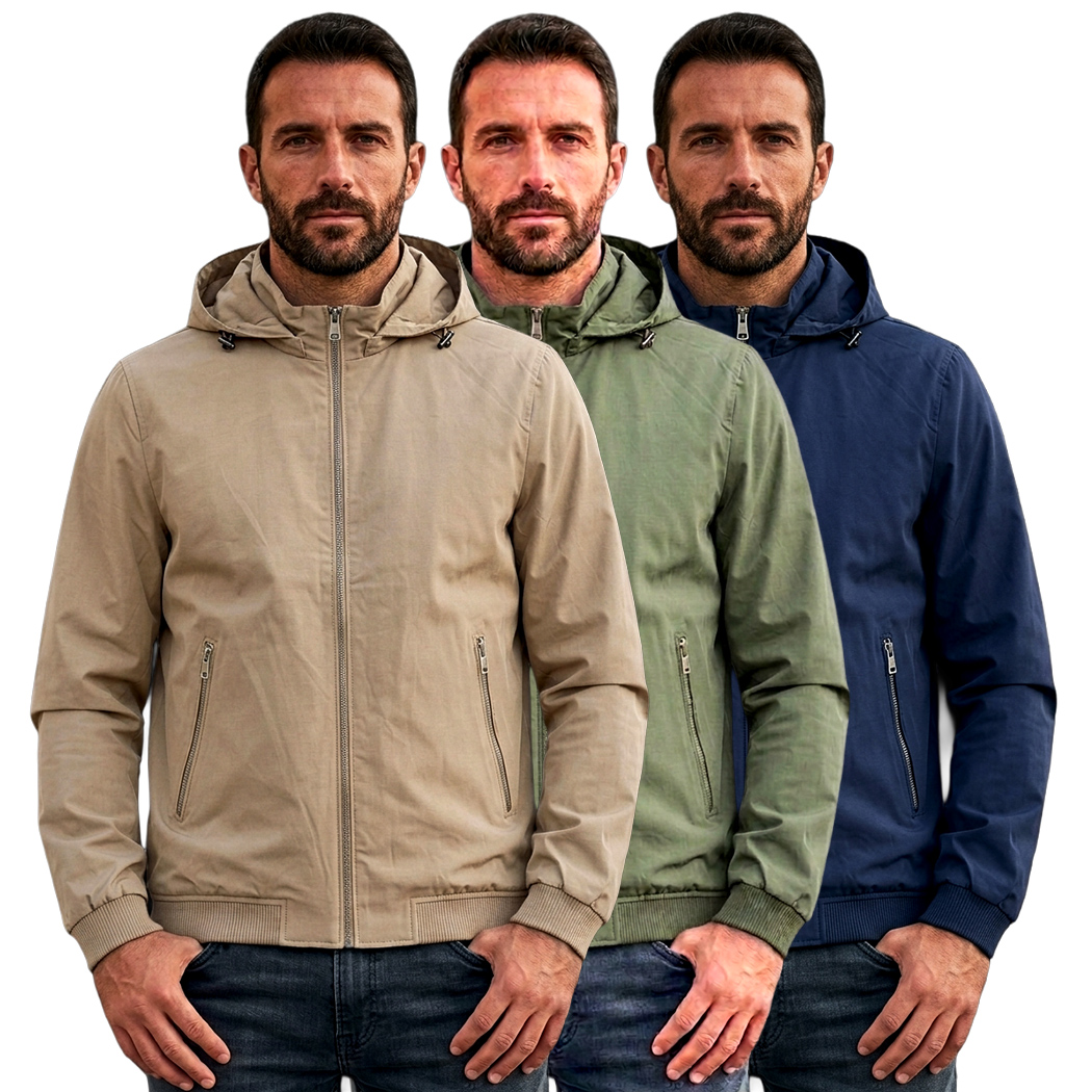 BUGER GIACCA GIUBBINO UOMO PRIMAVERILE CAPPUCCIO AMOVIBILE ELASTICIZZATO 52264