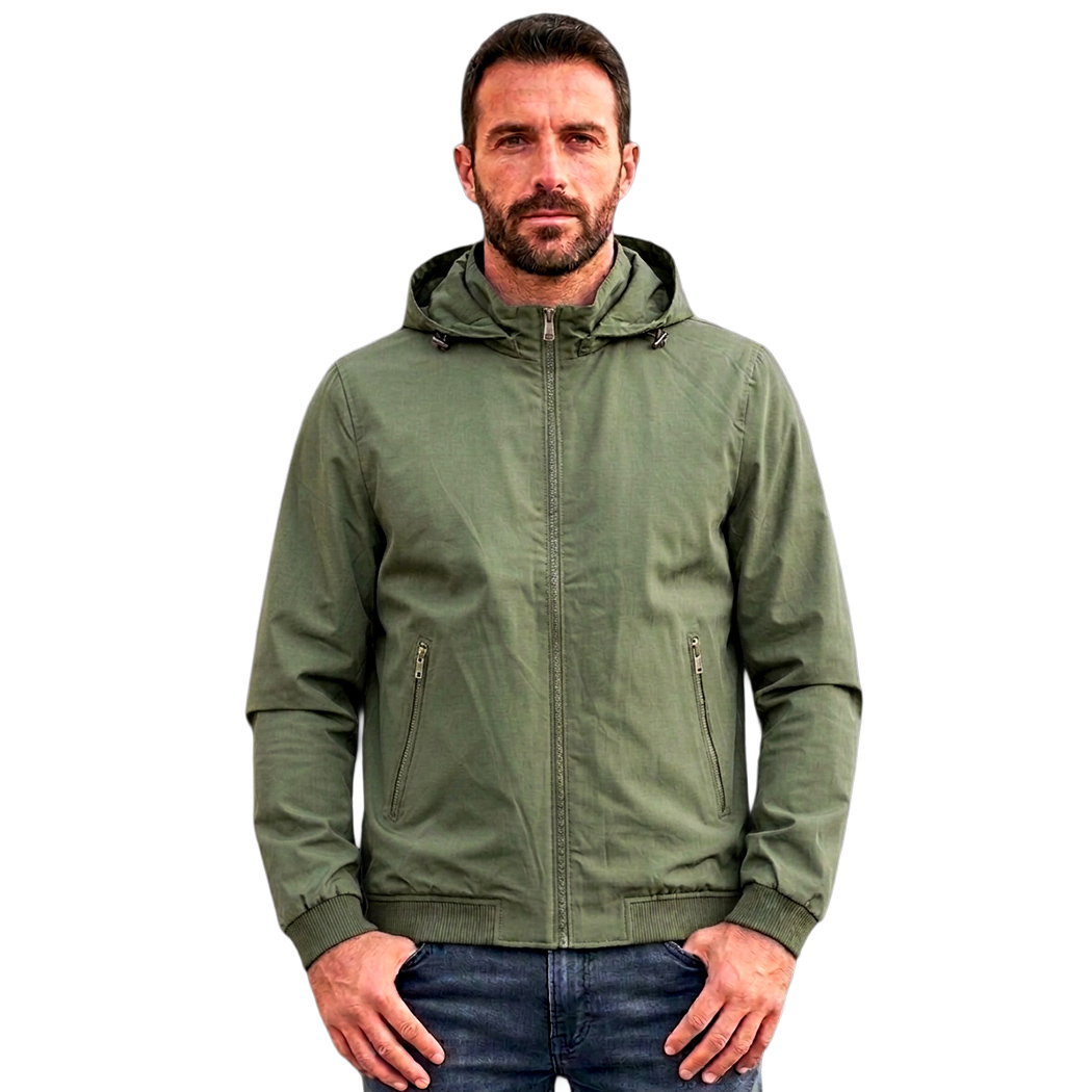 BUGER GIACCA GIUBBINO UOMO PRIMAVERILE CAPPUCCIO AMOVIBILE ELASTICIZZATO 52264