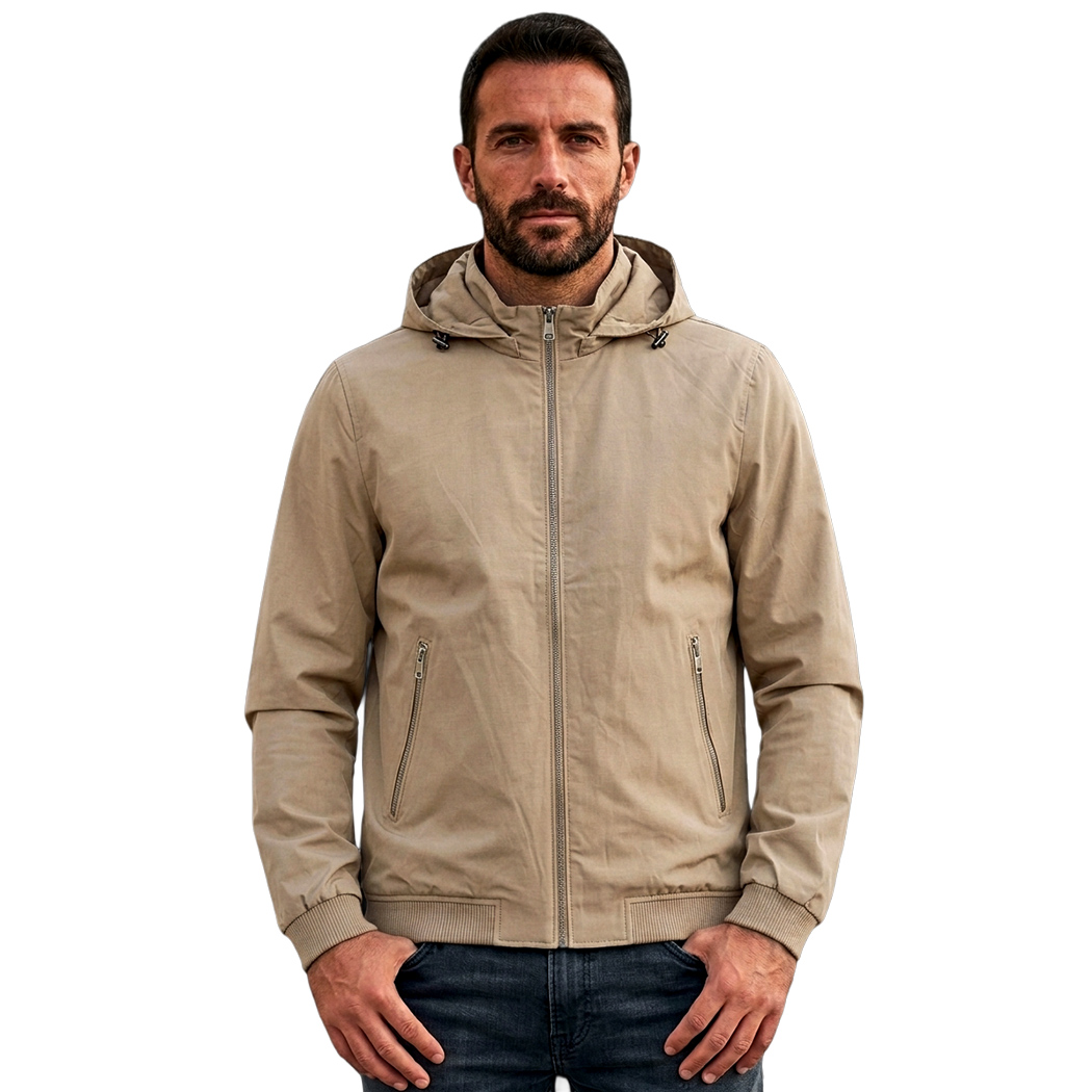 BUGER GIACCA GIUBBINO UOMO PRIMAVERILE CAPPUCCIO AMOVIBILE ELASTICIZZATO 52264