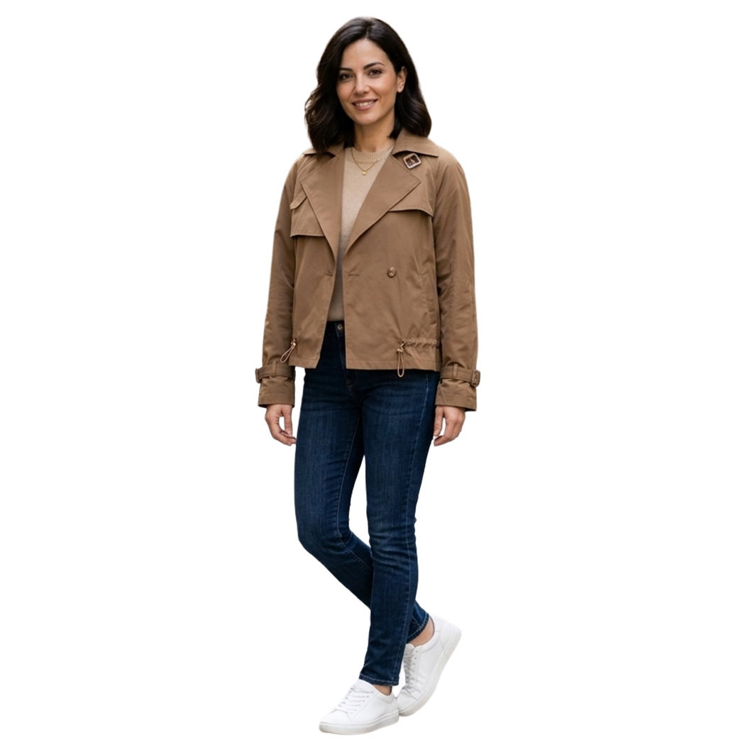 BUGER GIUBBINO GIACCA DONNA PRIMAVERILE DOPPIO PETTO TESSUTO TECNICO 52265