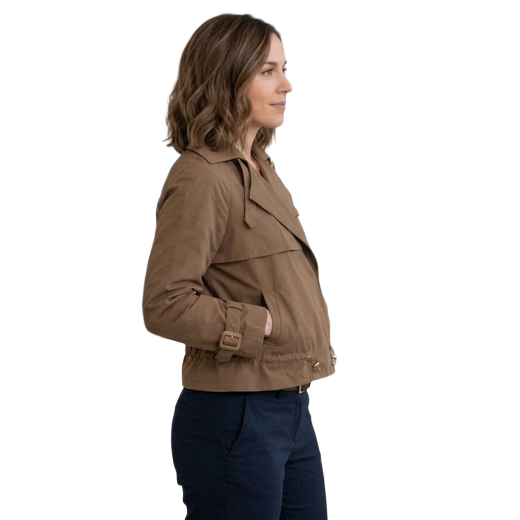 BUGER GIUBBINO GIACCA DONNA PRIMAVERILE DOPPIO PETTO TESSUTO TECNICO 52265