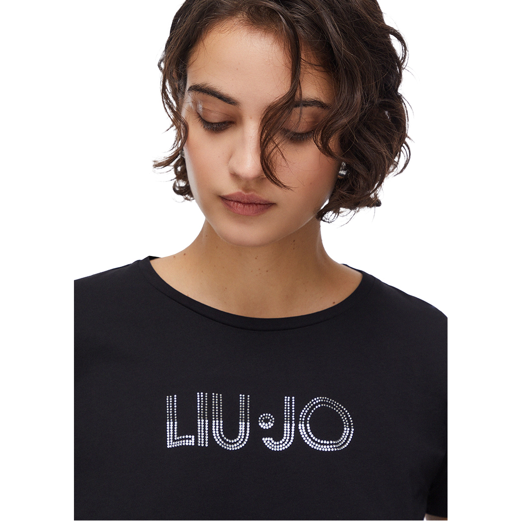 LIU JO T-SHIRT CON STRASS DONNA RAGAZZA MAGLIA LOGO MAGLIETTA COTONE TA6056JS923