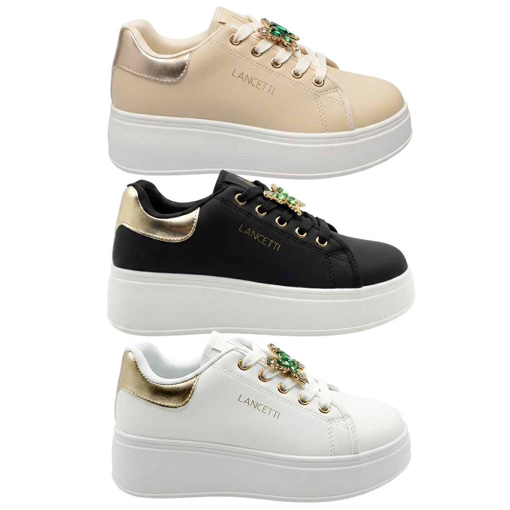 LANCETTI SCARPE DONNA PLATFORM SNEAKERS CON CHARMS COMODE CASUAL FASHION LNC3218
