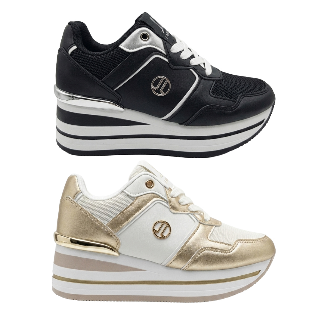 LANCETTI SCARPE DONNA PLATFORM SNEAKERS CON ZEPPA COMODE CASUAL FASHION LNC3150