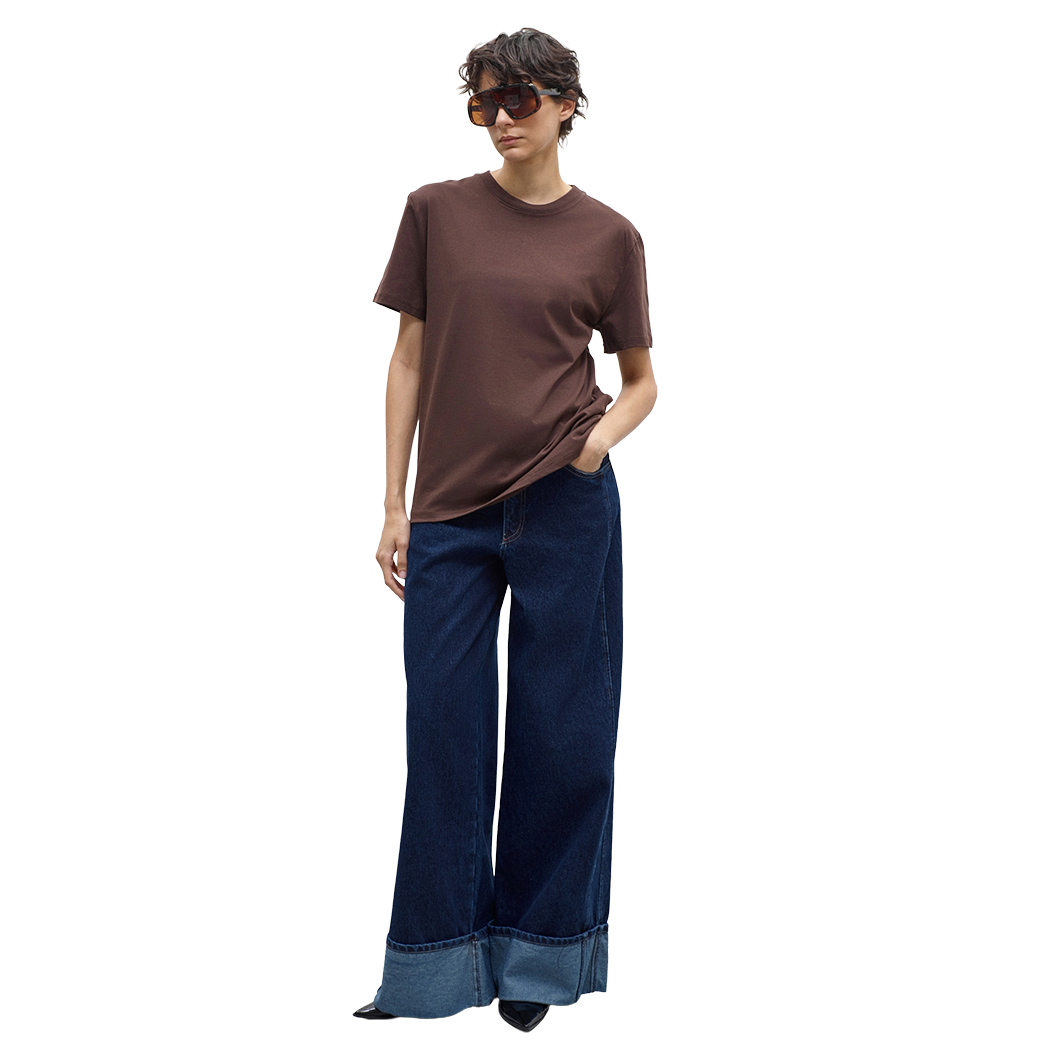 LUMINA T-SHIRT DONNA LEGGERMENTE OVER MAGLIA MAGLIETTA COTONE COMODA L8869