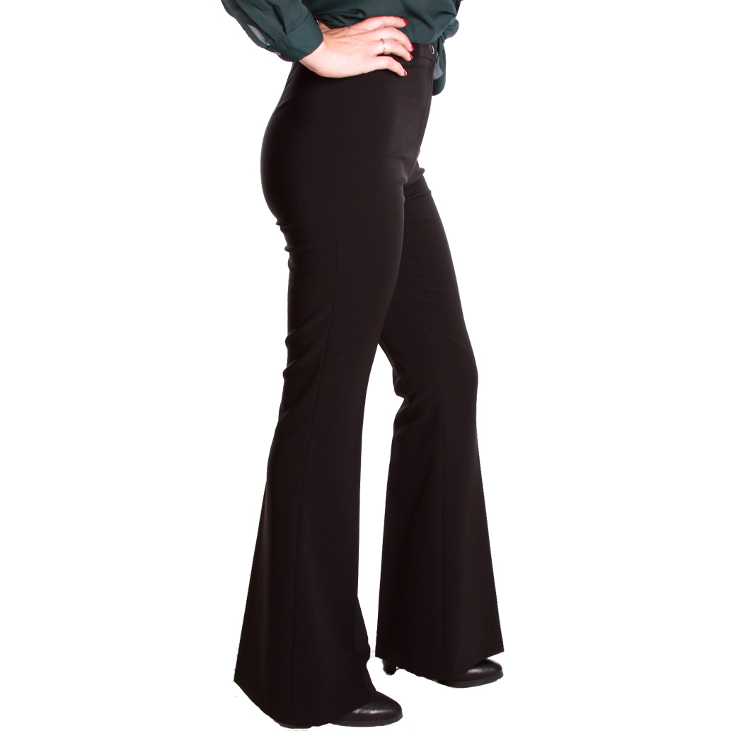 QUEGUAPA PANTALONI A ZAMPA RAGAZZA DONNA GIRL NERO OUTFIT SEXY FASHION  07011 | eBay