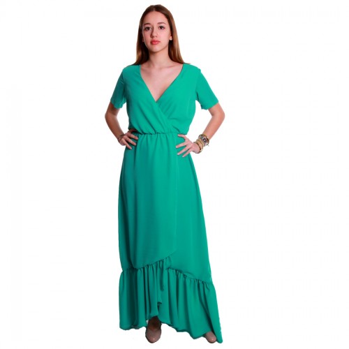 FACE TO FACE ABITO VESTITO DONNA LUNGO IN CREPE ELEGANTE DRESS MALIBU A211