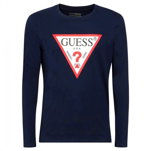 GUESS T-SHIRT UOMO MAGLIA COTONE MANICHE LUNGHE SPORT STRETCH LOGO M2YI31I3Z11