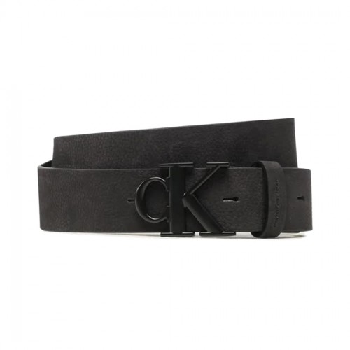 CALVIN KLEIN CINTURA UOMO LOGO METALLO NERO VERA PELLE FIBBIA BELT K50K5I0783